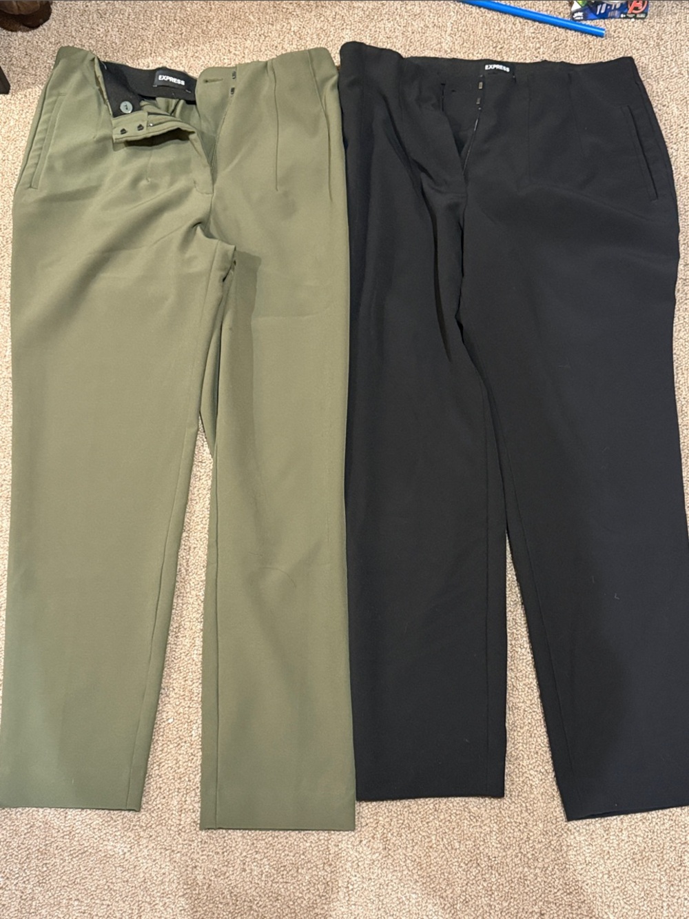 Express Women’s Dress Pants in Olive and Black - Tailored Pair